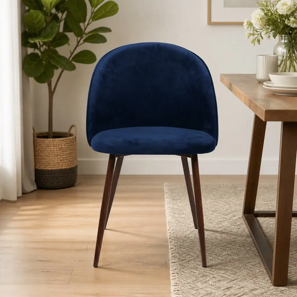 Dining Chairs Set of 4 French Provincial Navy Velvet Seat