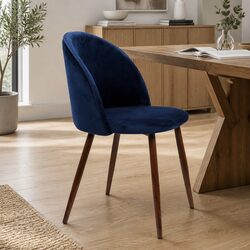 Dining Chair Set of 2 - Comfortable Velvet in French Navy