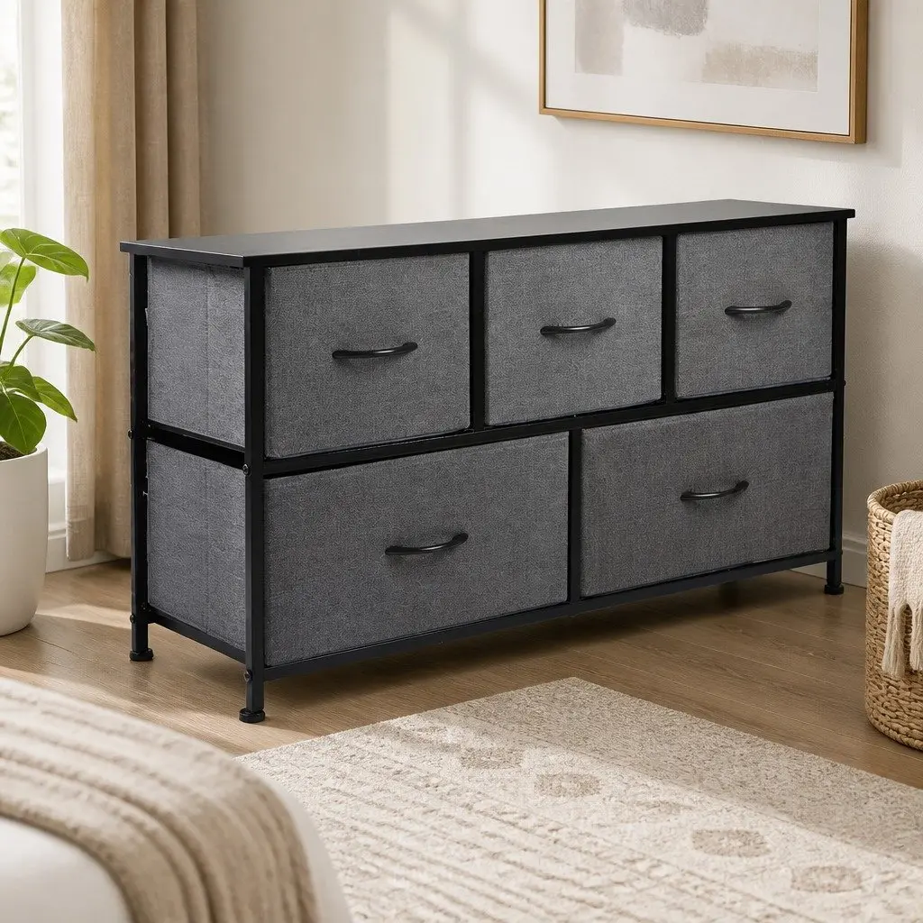5-Drawer Storage Cabinet in Dark Grey