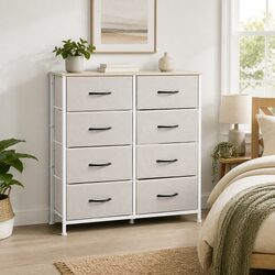 Beige 8-Drawer Tower Chest for Easy Organisation