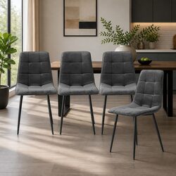 Reliable Dining Chair Set - 4 Velvet Grey Chairs