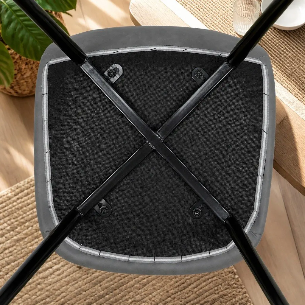 Dining Chairs Set of 8 Kitchen Seating Upholstered Padded Backrest Steel Frame