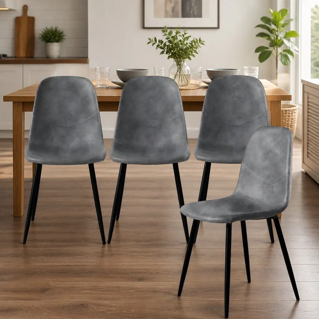 Dining Chairs Set of 8 Kitchen Seating Upholstered Padded Backrest Steel Frame