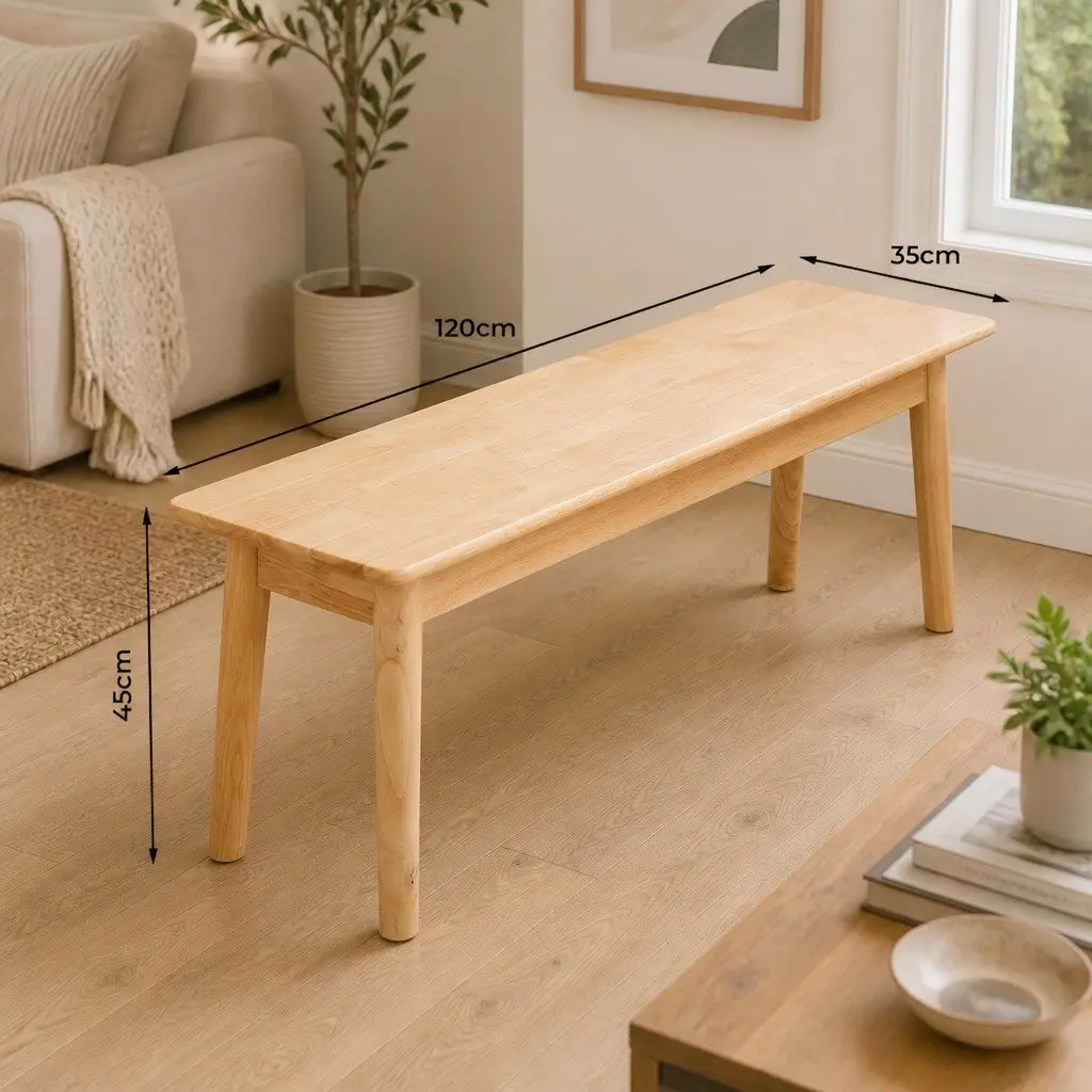 Dining Bench Seat Wooden Frame Natural 120cm