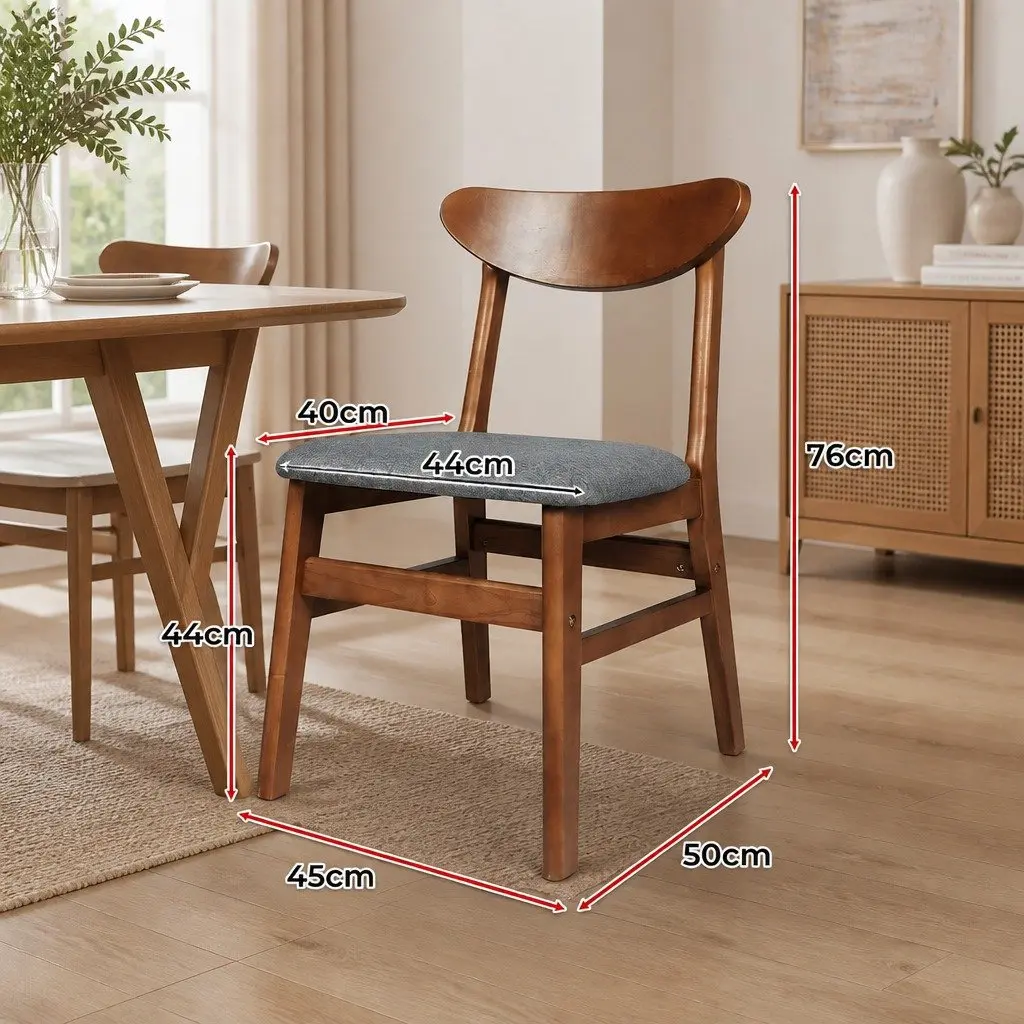 Dining Chairs Set of 4 Kitchen Seating Linen Upholstery Walnut