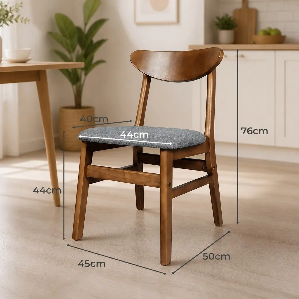 Dining Chairs Set of 6 Kitchen Seating Linen Upholstered Walnut Natural Wood Frame