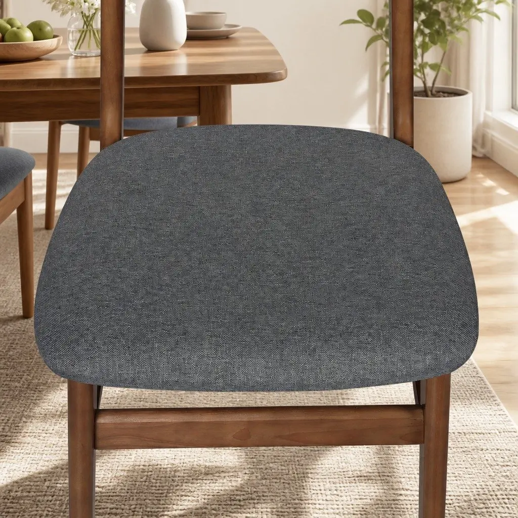 Dining Chairs Set of 8 Kitchen Seating Wooden Frame Linen Upholstered Cafe
