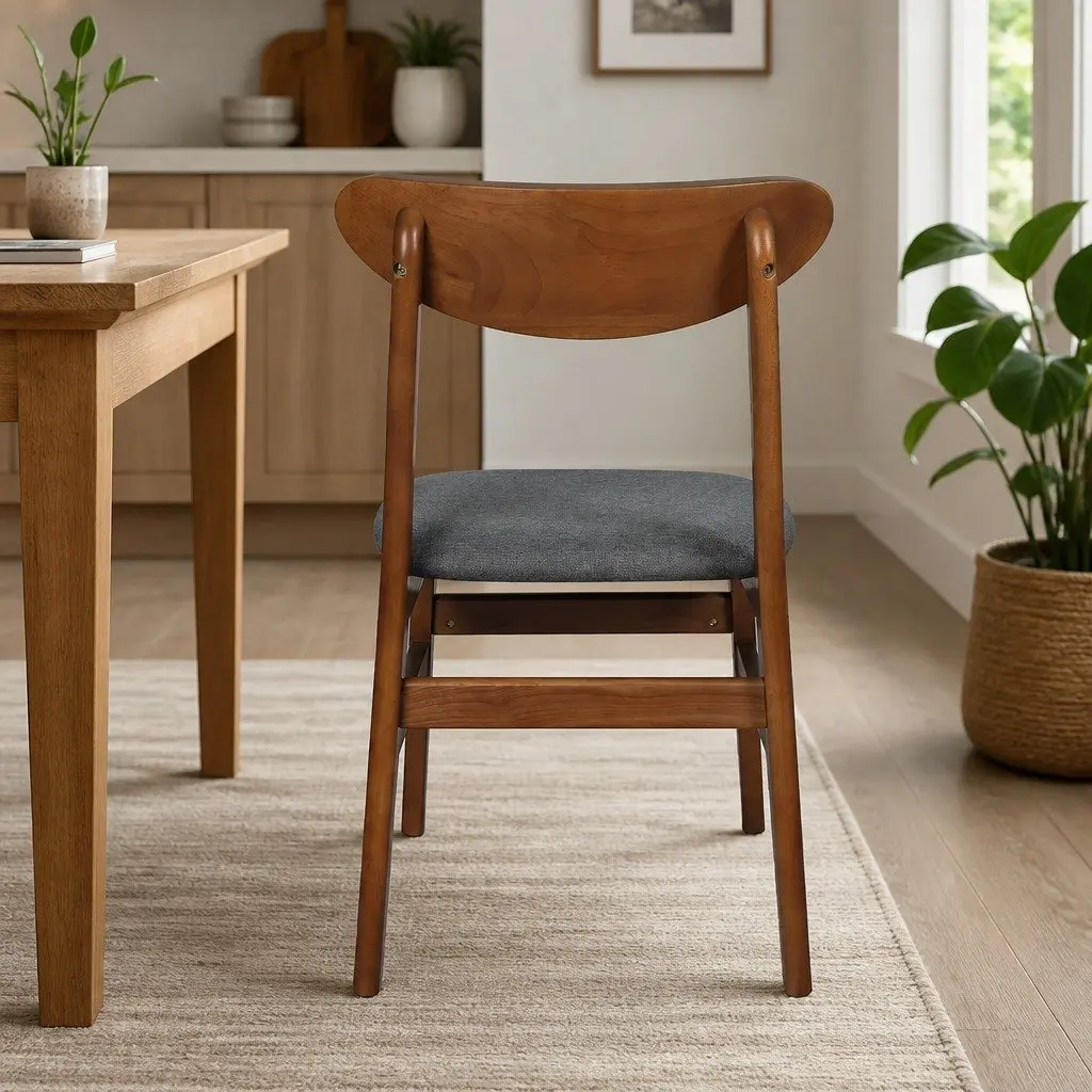 Dining Chairs Set of 8 Kitchen Seating Wooden Frame Linen Upholstered Cafe
