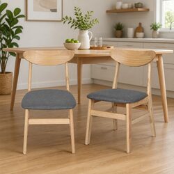 Comfortable Dining Chairs Set of 4 with Linen Cushions