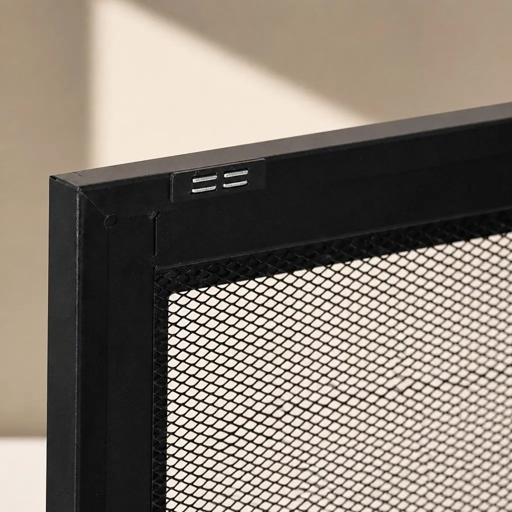 Storage Cabinet Steel Kitchen Black Mesh Doors Adjustable Shelves