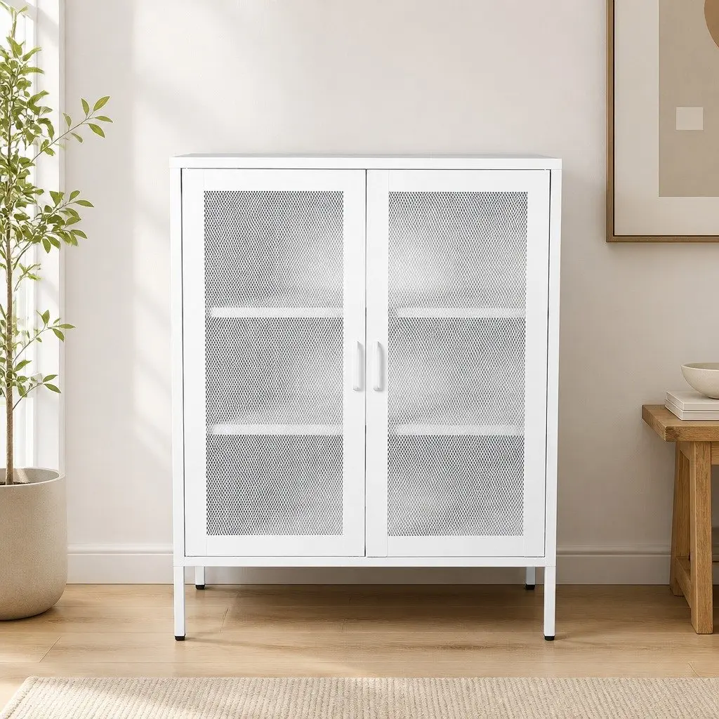 Storage Cabinet Steel Kitchen Pantry Bathroom Cupboard White 80cm W x 40cm D x 101.5cm H