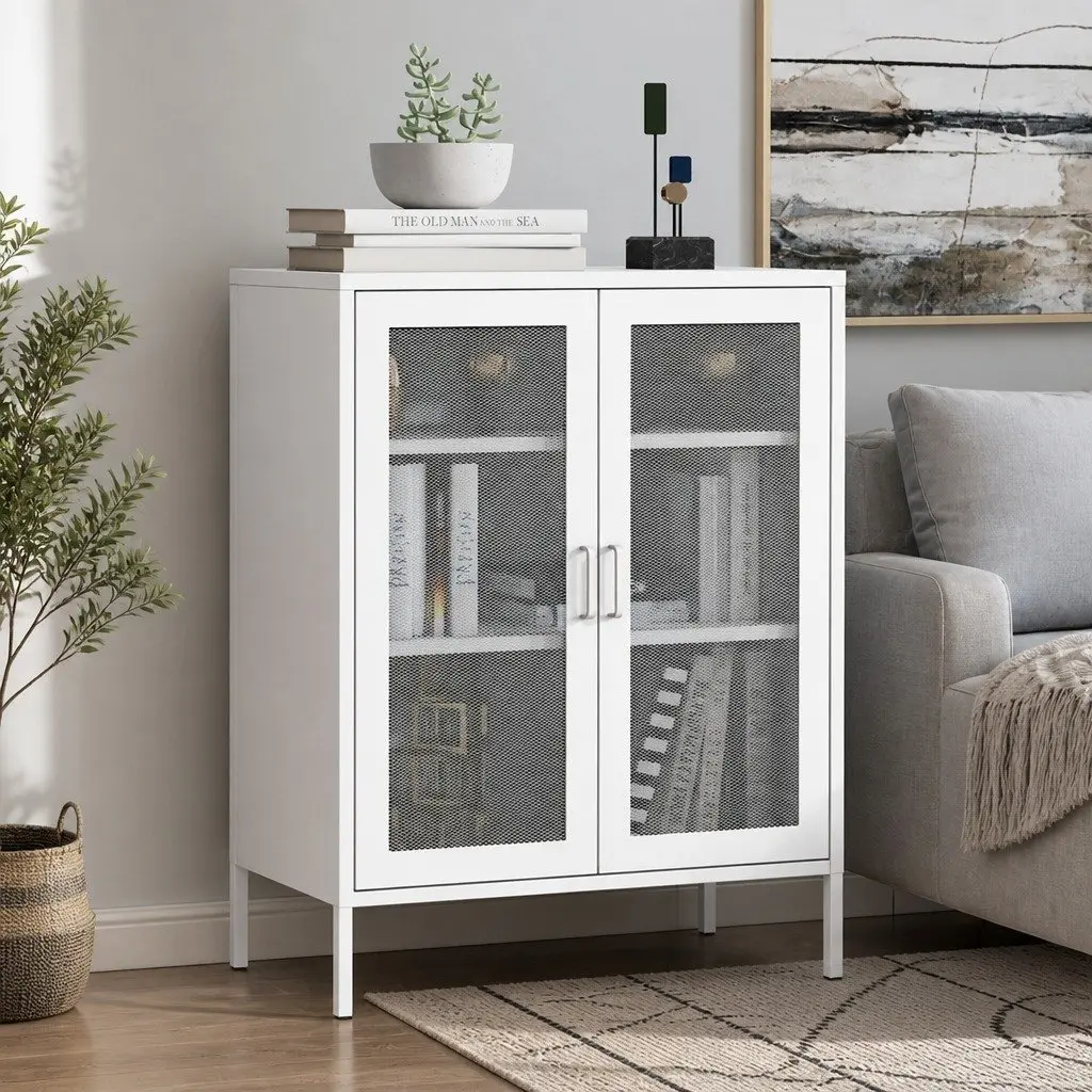Storage Cabinet Steel Kitchen Pantry Bathroom Cupboard White 80cm W x 40cm D x 101.5cm H