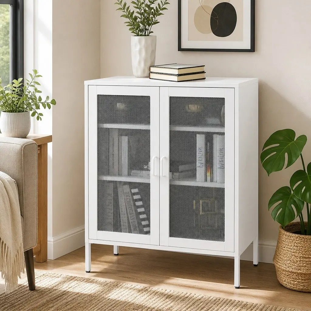 Storage Cabinet Steel Kitchen Pantry Bathroom Cupboard White 80cm W x 40cm D x 101.5cm H