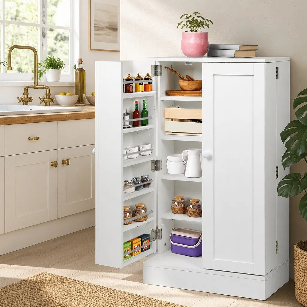 White Buffet Sideboard with Ample Storage