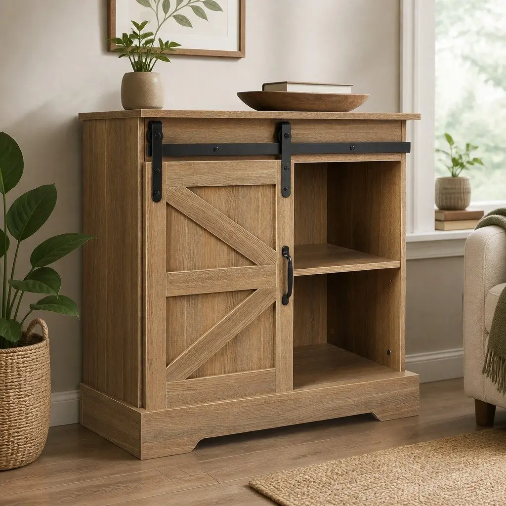 Rustic Sideboard Storage Cabinet Kitchen Buffet 80cm Natural