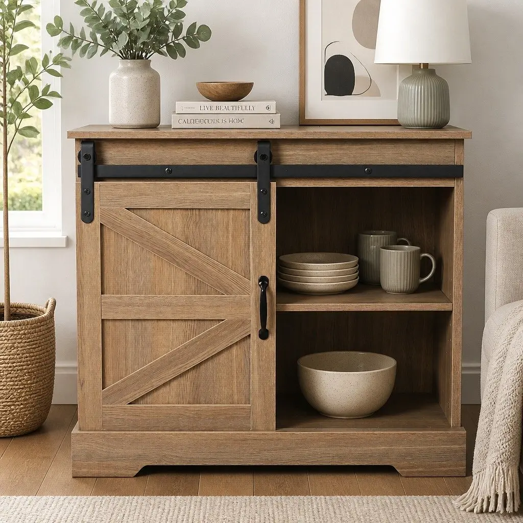 Rustic Sideboard Storage Cabinet Kitchen Buffet 80cm Natural