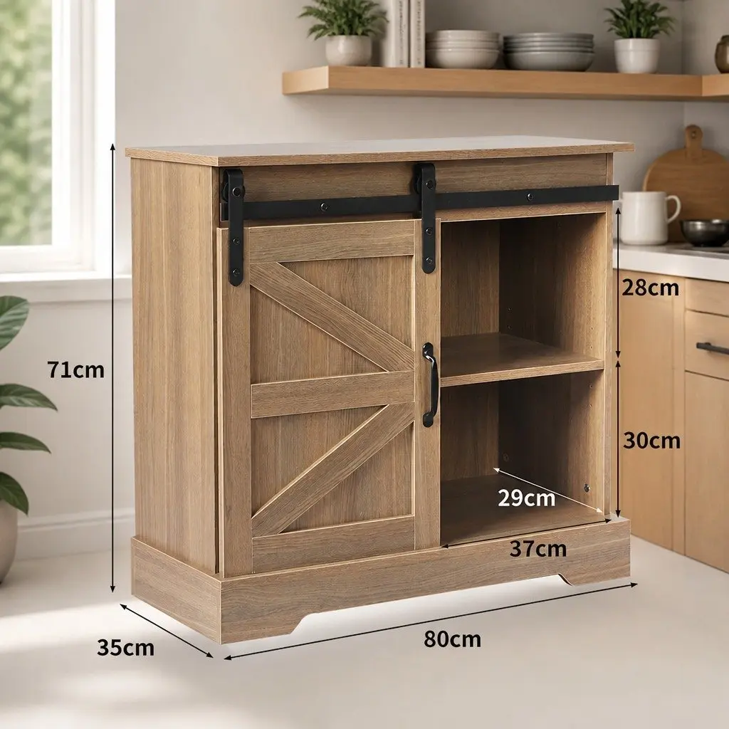 Rustic Sideboard Storage Cabinet Kitchen Buffet 80cm Natural