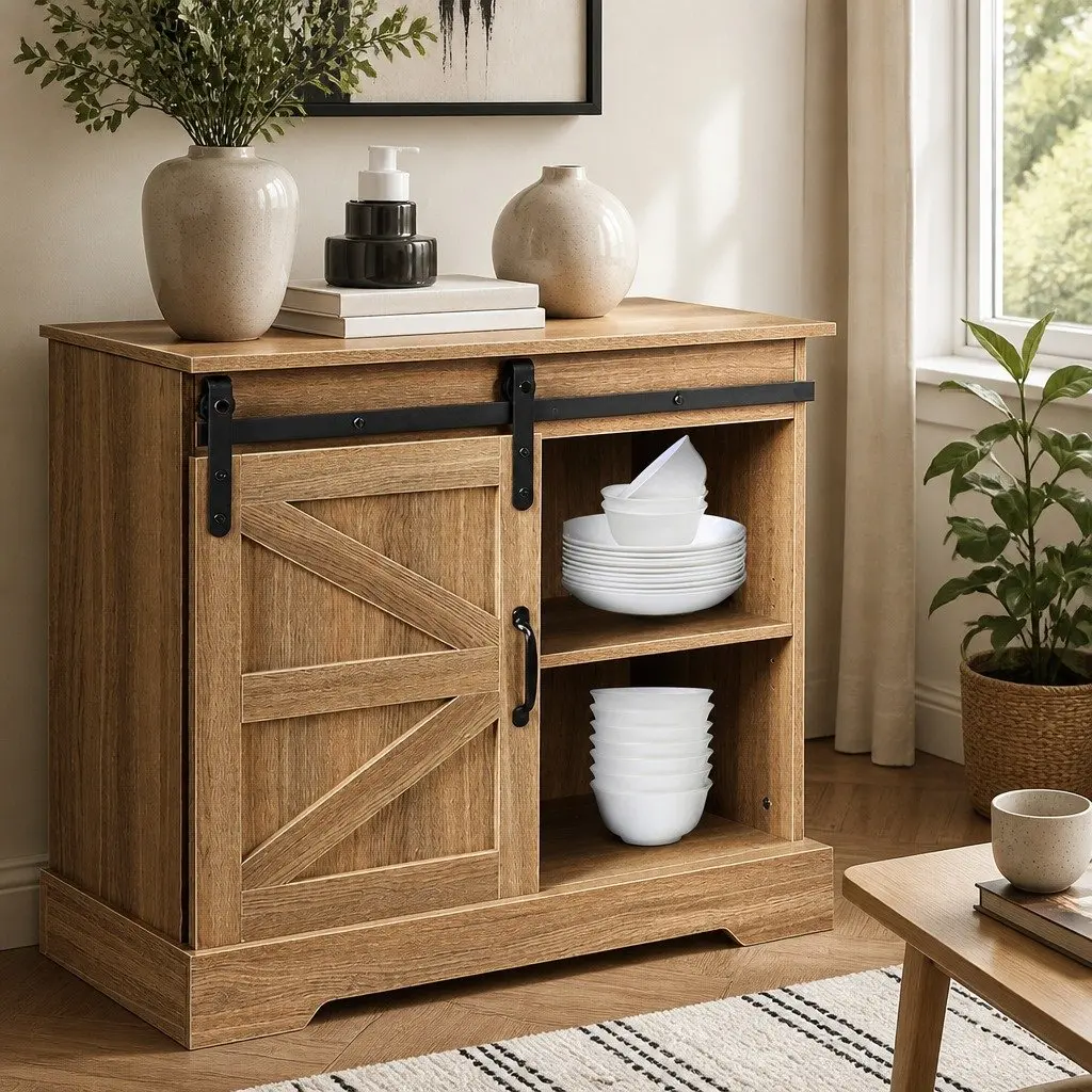 Rustic Sideboard Storage Cabinet Kitchen Buffet 80cm Natural