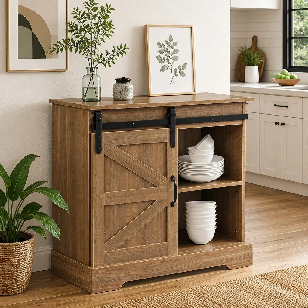 Rustic Sideboard Storage Cabinet Kitchen Buffet 80cm Natural