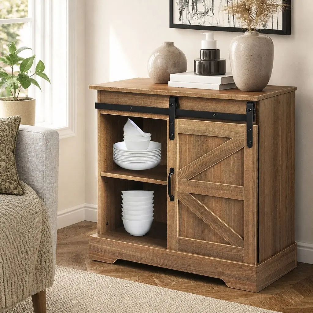 Rustic Sideboard Storage Cabinet Kitchen Buffet 80cm Natural