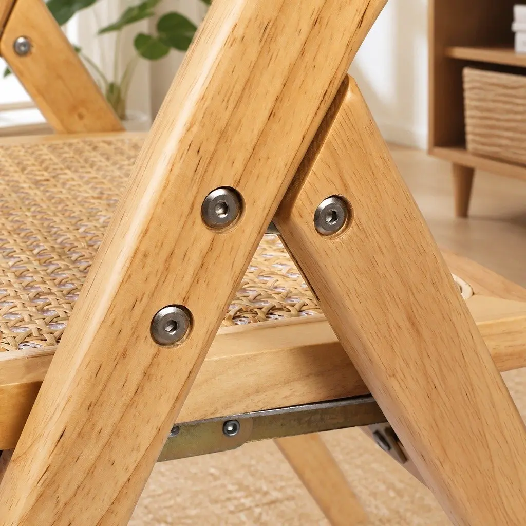 Dining Chairs Set of 6 Foldable Rattan Accent Seating Natural Wood Design