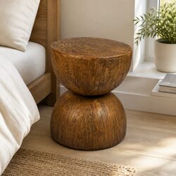 Warm and Functional Hourglass Side Table for Any Room