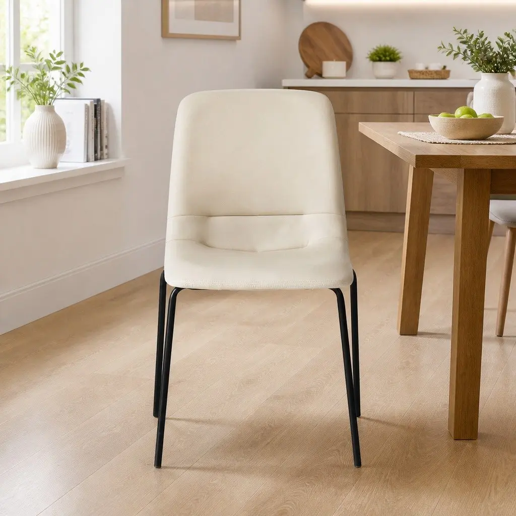 Stackable Dining Chairs Set of 8 Kitchen Lounge Beige Seating Space-Saving