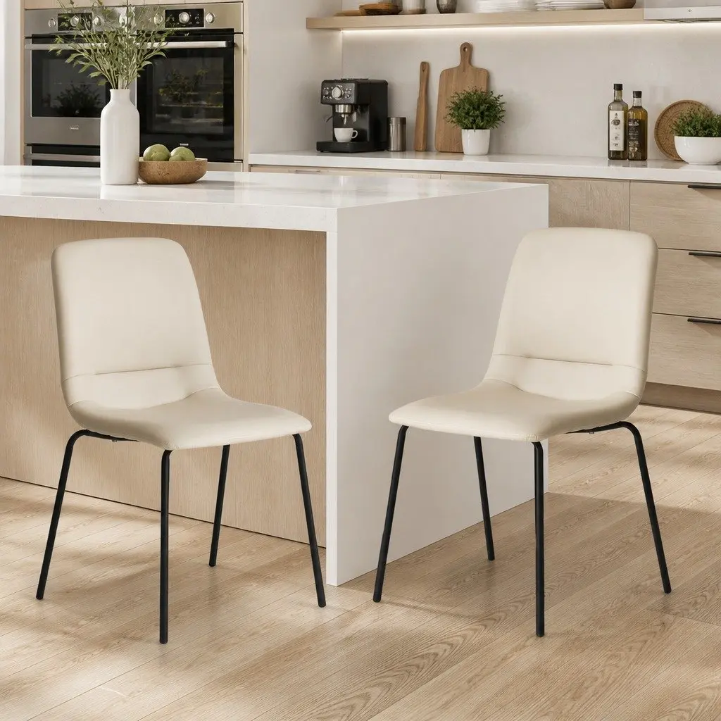 Stackable Dining Chairs Set of 8 Kitchen Lounge Beige Seating Space-Saving