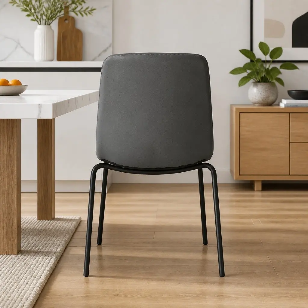 Stackable Dining Chairs Set of 8 Kitchen Seating Dark Grey