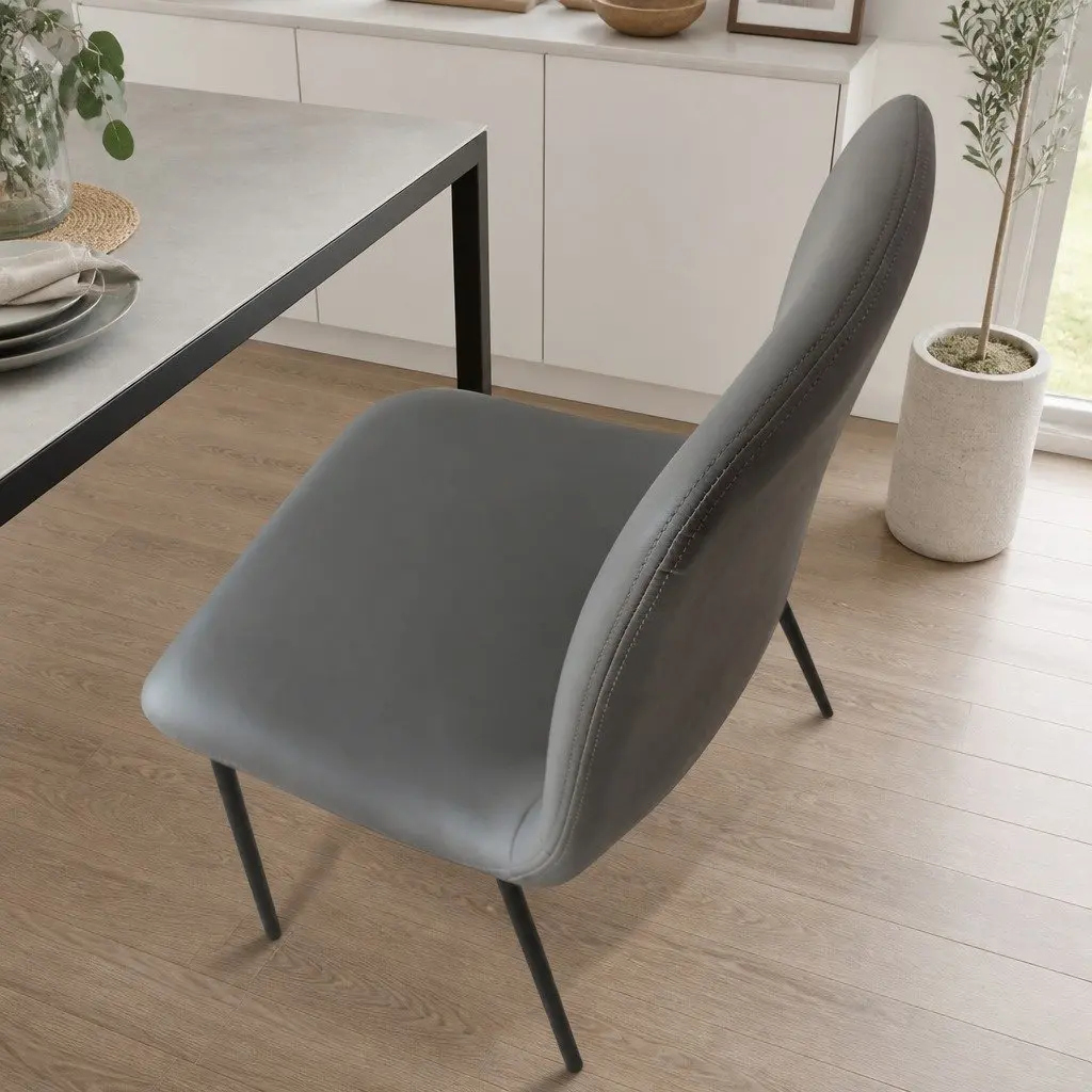 Stackable Dining Chairs Set of 8 Kitchen Seating Dark Grey