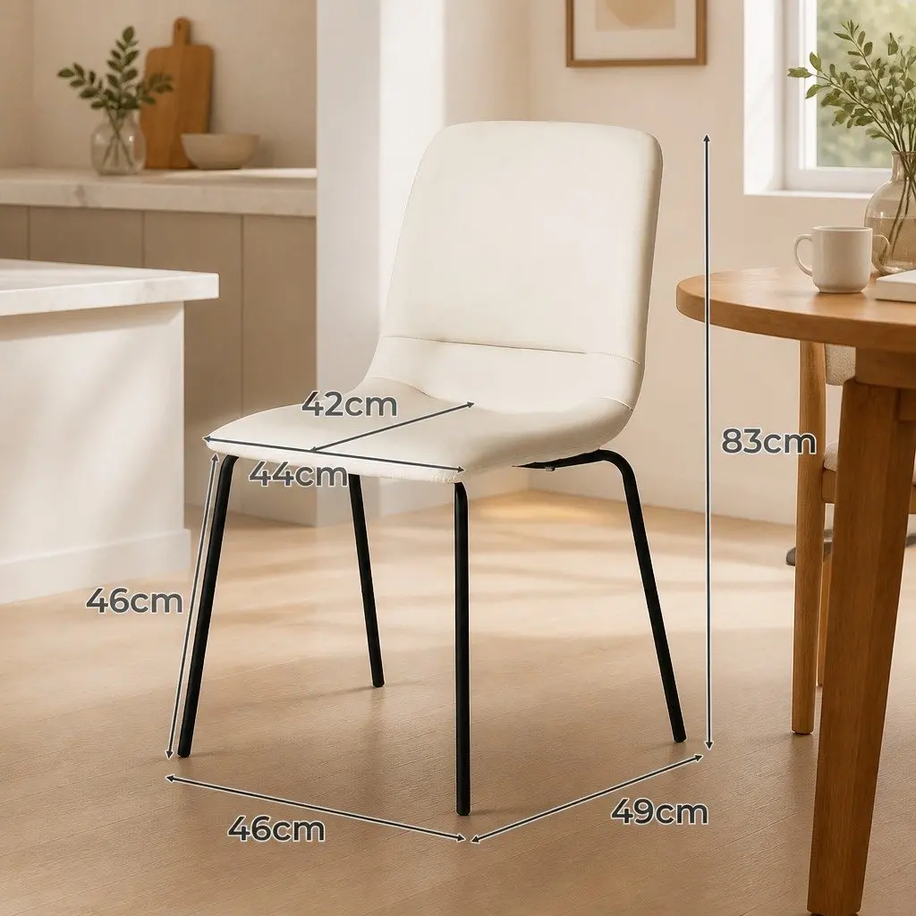 Stackable Dining Chairs Kitchen Seat PU Leather Steel Frame Beige Set of 4