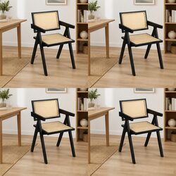 Comfort and Value: Set of 4 Black Rattan Chairs