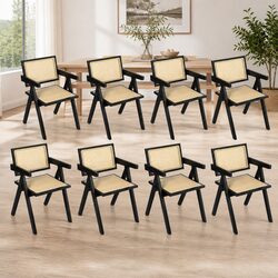 Quality Black Wicker Armchairs - Comfortable Set of 8
