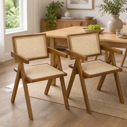 Comfortable Walnut Wicker Armchair for Your Dining Needs