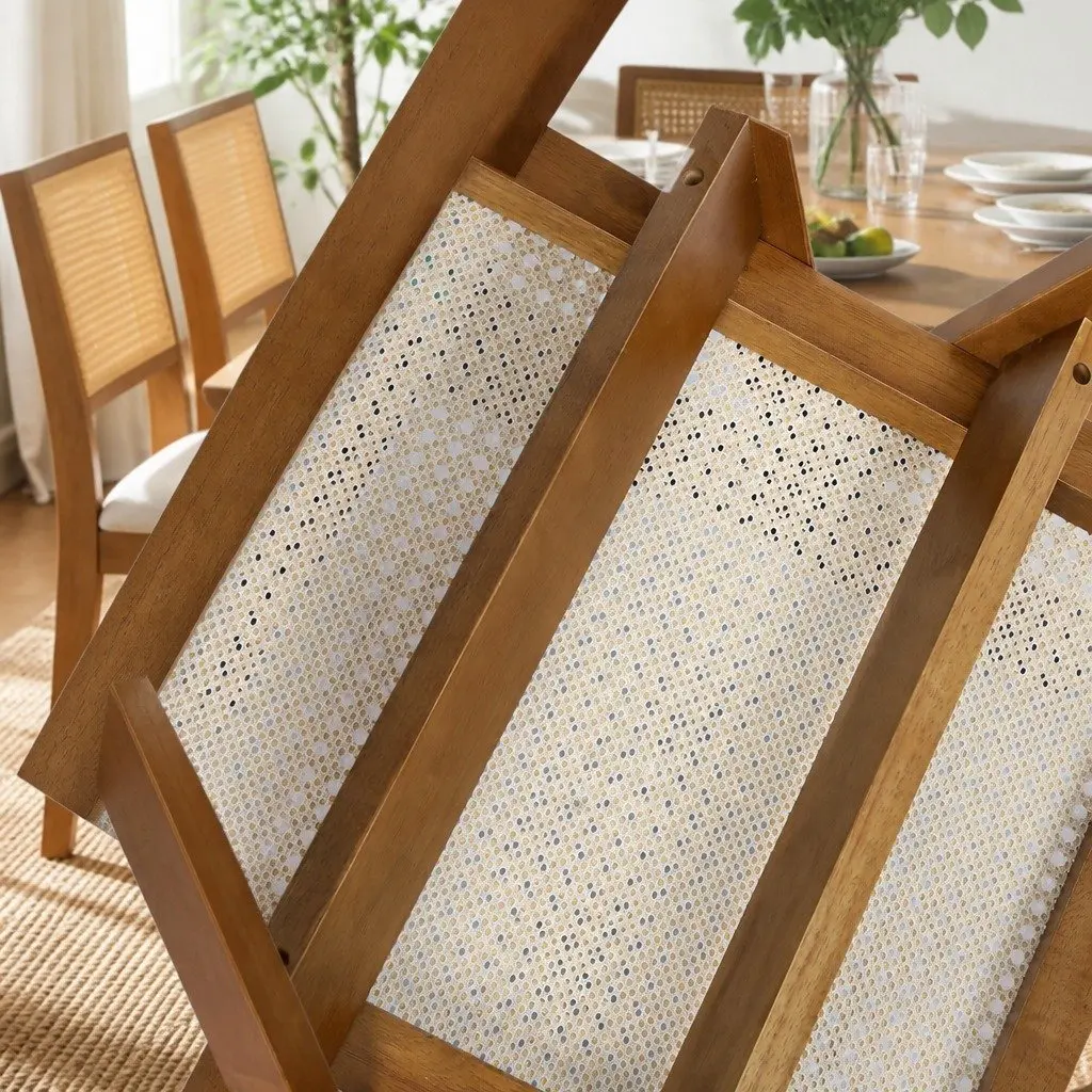 Walnut Rattan Chair for Family Meals