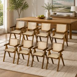 Warm Walnut Rattan Weave Dining Chair for Comfort