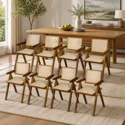 Warm Walnut Rattan Weave Dining Chair for Comfort