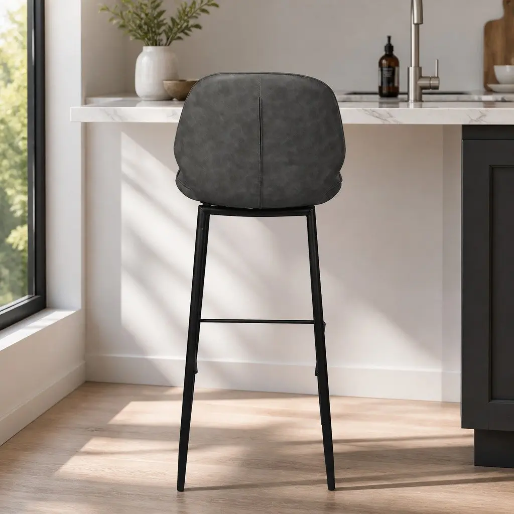Bar Stools Counter Height Grey Seat Kitchen Island Dining Chair Set 2