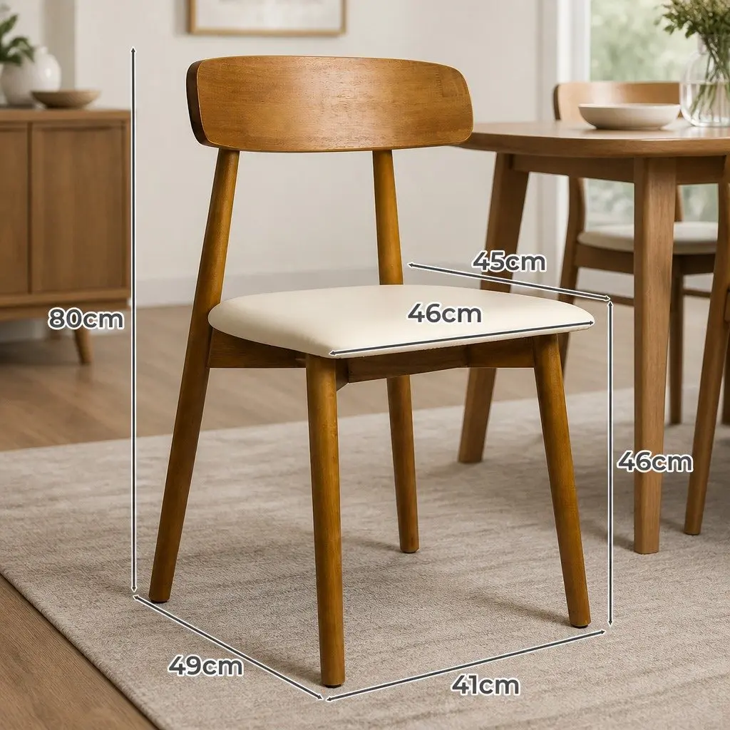 Dining Chairs Set of 6 Kitchen Seat Ergonomic Curved Backrest PU Leather Walnut