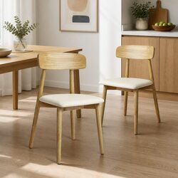 Comfortable Dining Chair Set of 2 with Rubber Wood Frame