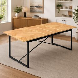 Extendable Dining Table Rectangle Kitchen 1.5m to 2.1m Seats Up to 10 People