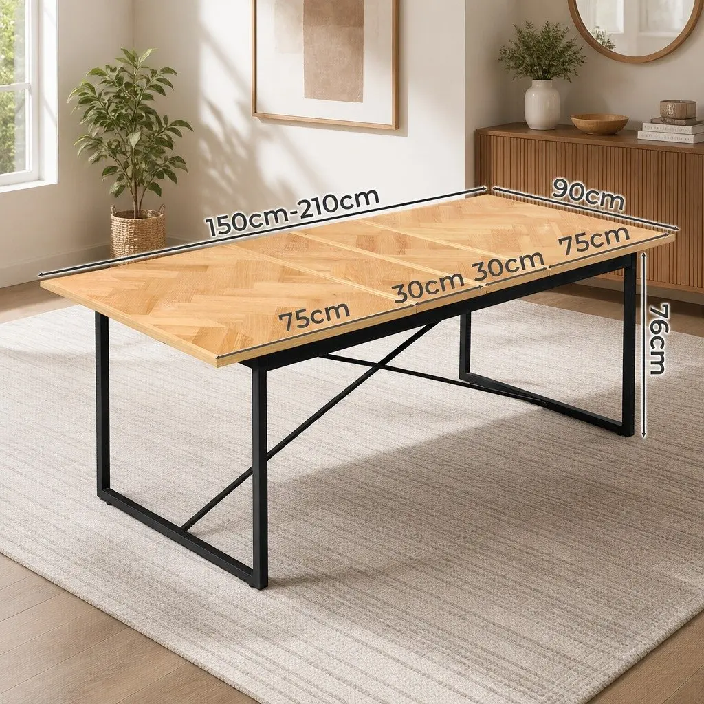 Extendable Dining Table Rectangle Kitchen 1.5m to 2.1m Brown
