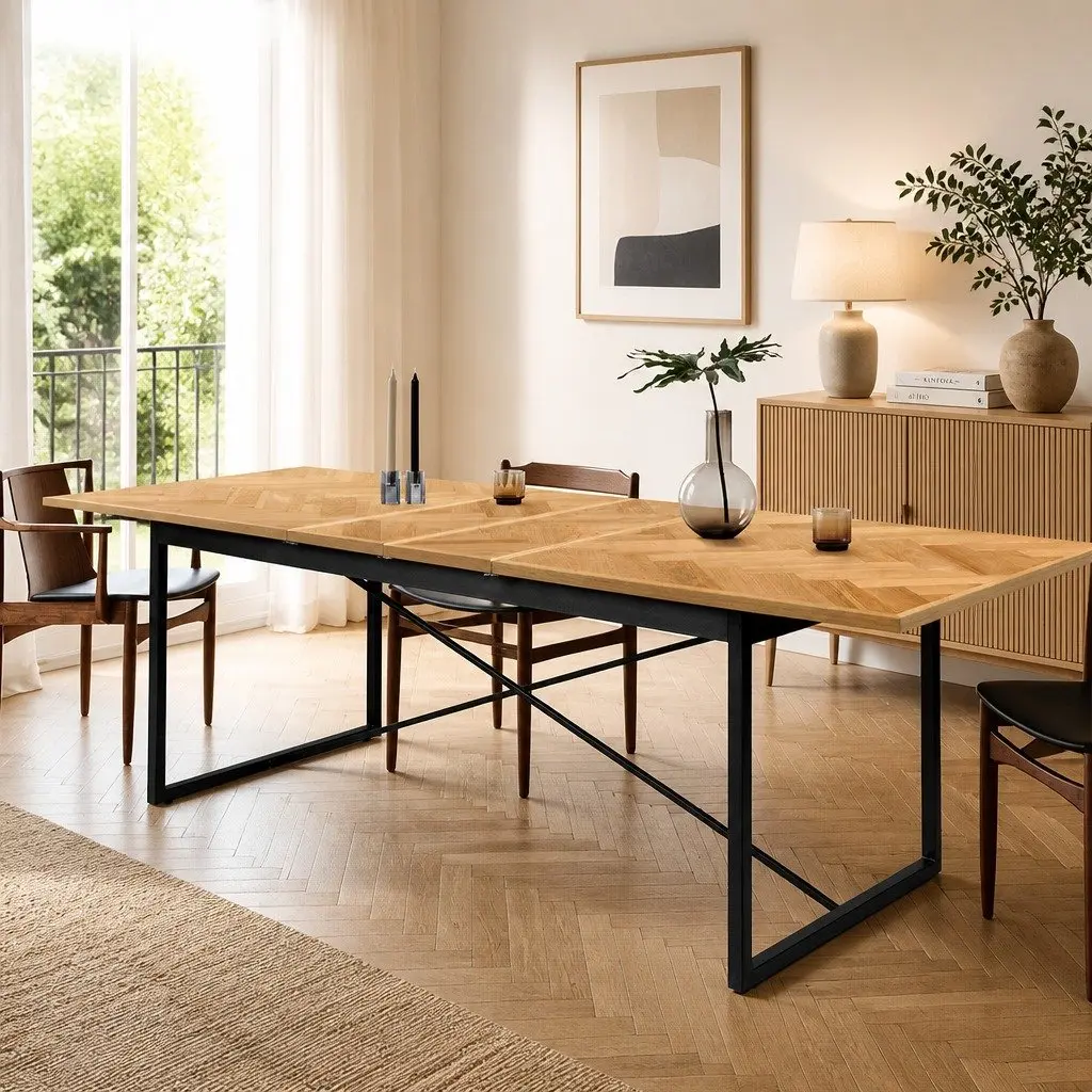 Extendable Dining Table Rectangle Kitchen 1.5m to 2.1m Brown