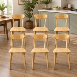 Comfortable Rubberwood Dining Chairs Set of 6 for Dining