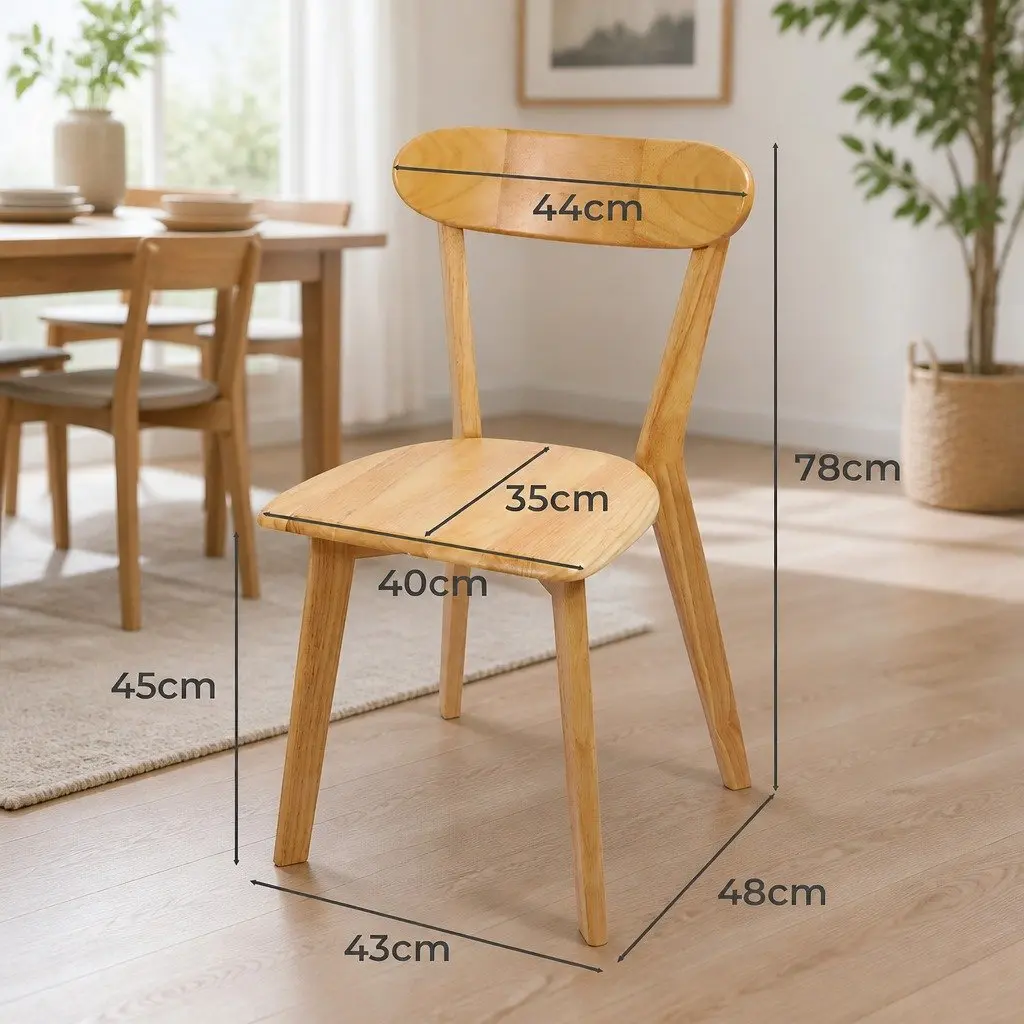 Dining Chairs Set of 8 Wooden Ergonomic Curved Backrest Natural