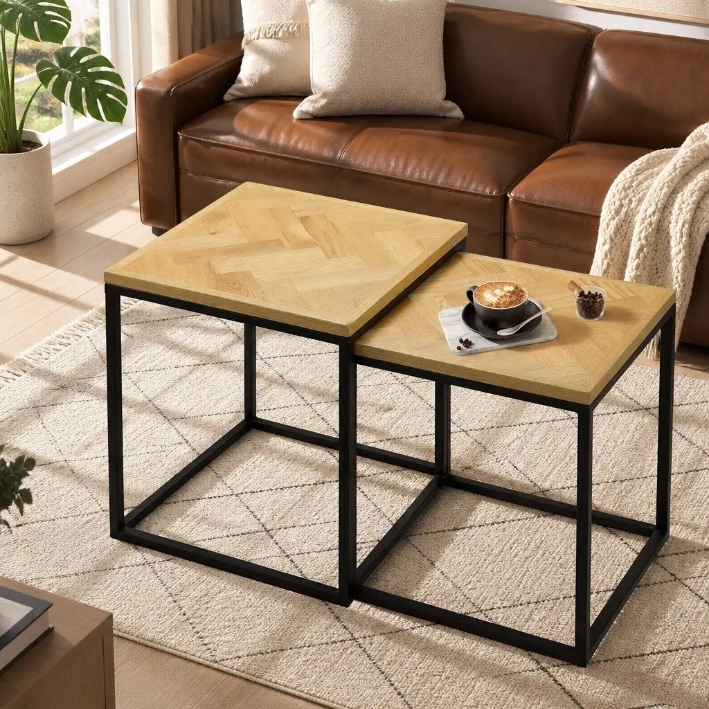Nesting Coffee Tables 2-Piece Set Side Tables Living Room Bedroom Furniture
