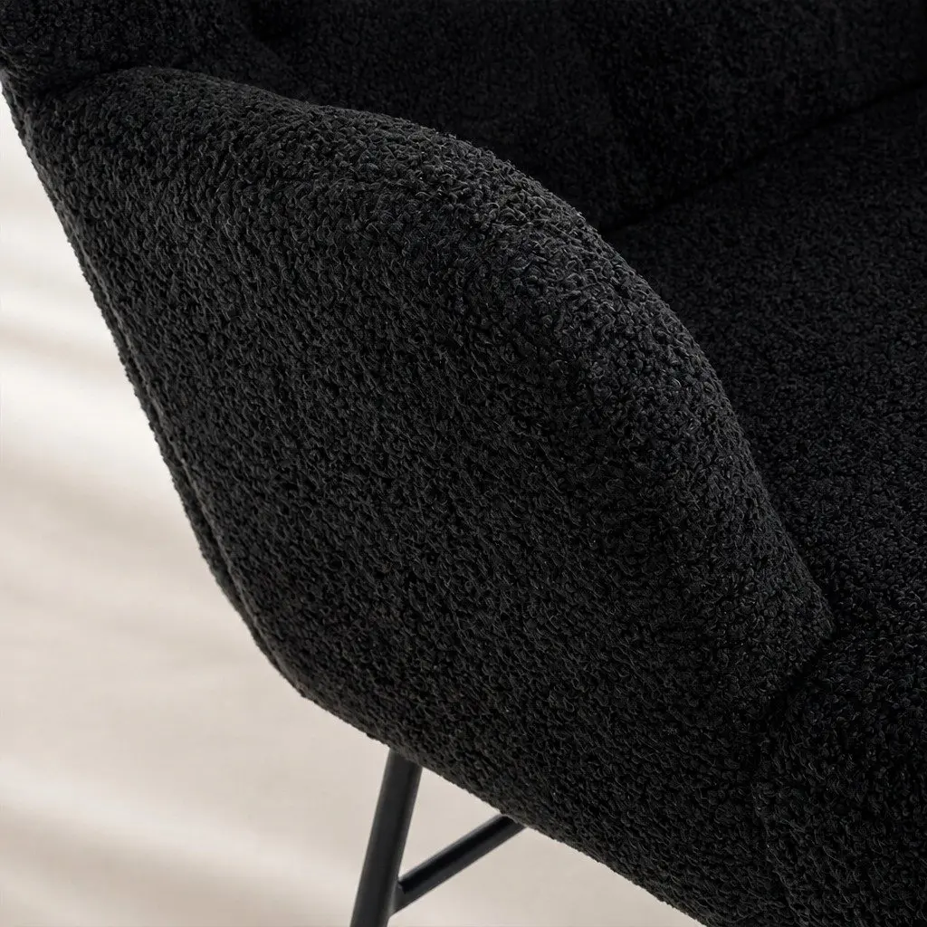 Rocking Chair Ergonomic Relaxation Seat Grey Fleece