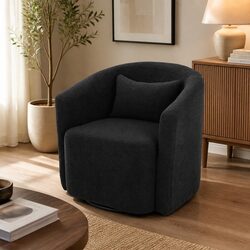Comfortable Grey Fleece Swivel Armchair Rocking Chair