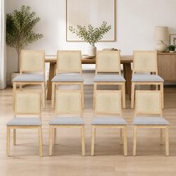 Set of 8 Sturdy Dining Chairs with Rattan Design