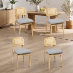 Comfortable Armless Rattan Dining Chairs Set of 4